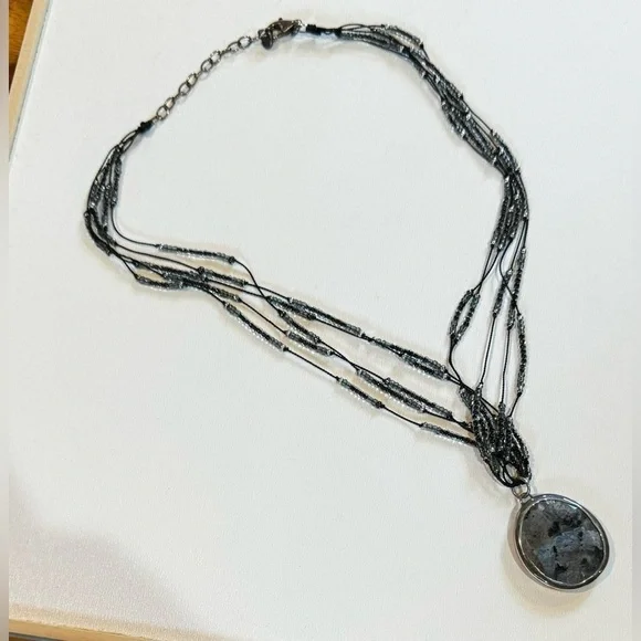 Silpada Sterling Silver Stormy Night Feldspar Pendent on Multi-strand Necklace - Picture 4 of 5